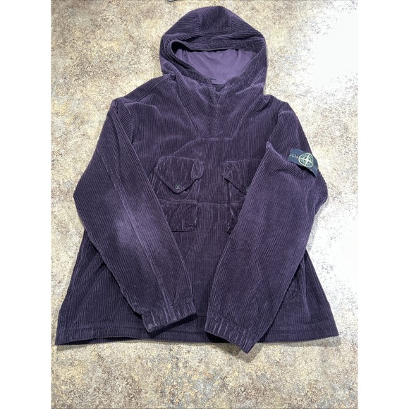 Stone Island Corduroy Hoodie Purple Mens Large (fits Xl) Pullover
